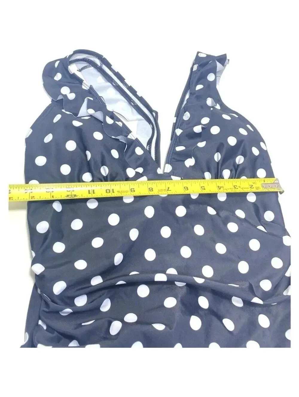 NEW Large Women’s Black White Polka Dot V-Neck One Piece Bathing Suit